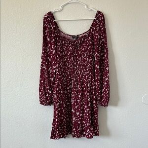 City Chic Burgundy and White Bishop Sleeve Sundress